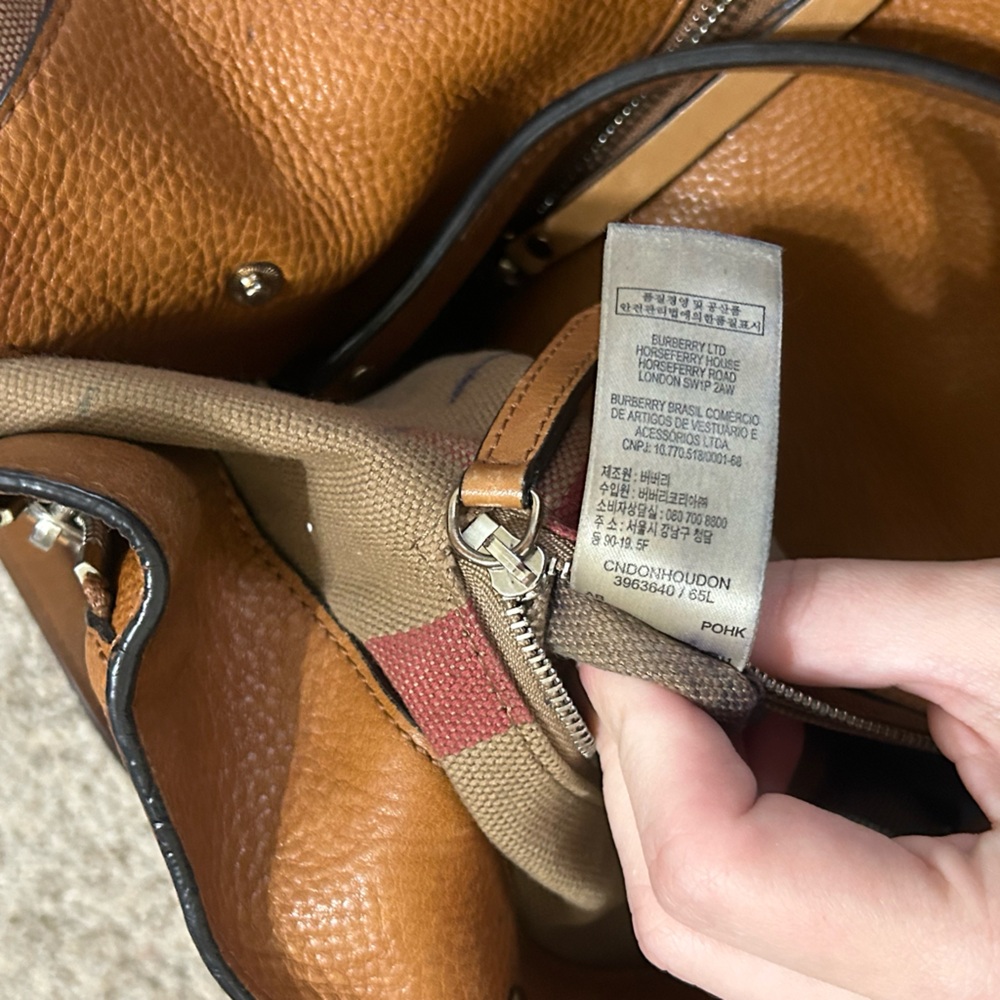 Burberry Calfskin House Check Maidstone Medium Brown Shoulder Bag Authentic Tote - Picture 14 of 16